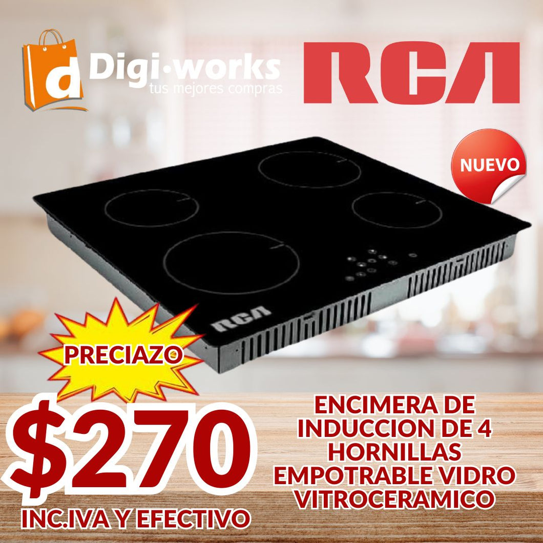 RCA ENCIMERA DE INDUCCION DE 4 QUEMADORA GRAN GRANTIA SISTEMA DE SEGURIDA Y EMPOTRABLE