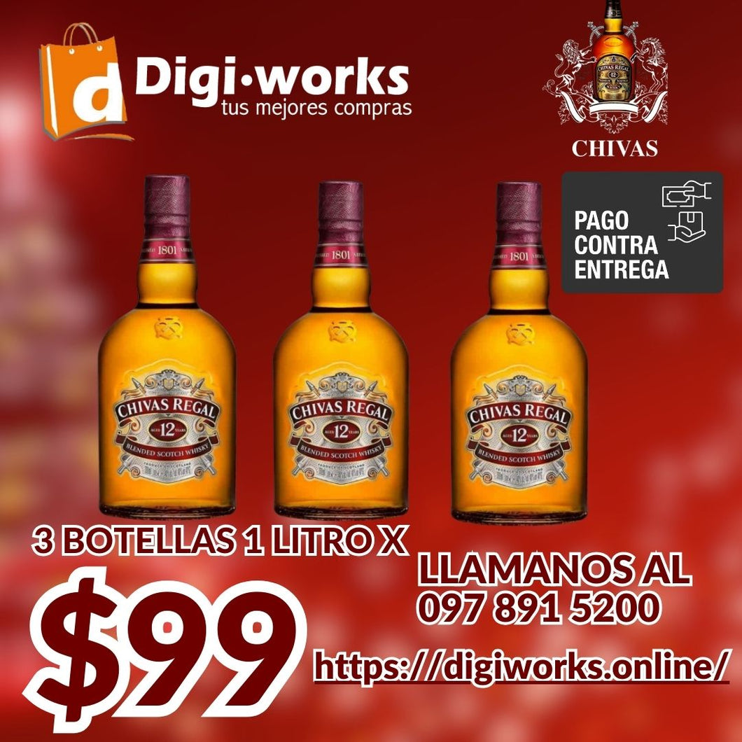 CHIVAS 3 BOTELLAS DE 1 LITRO POR 99 DOLARES