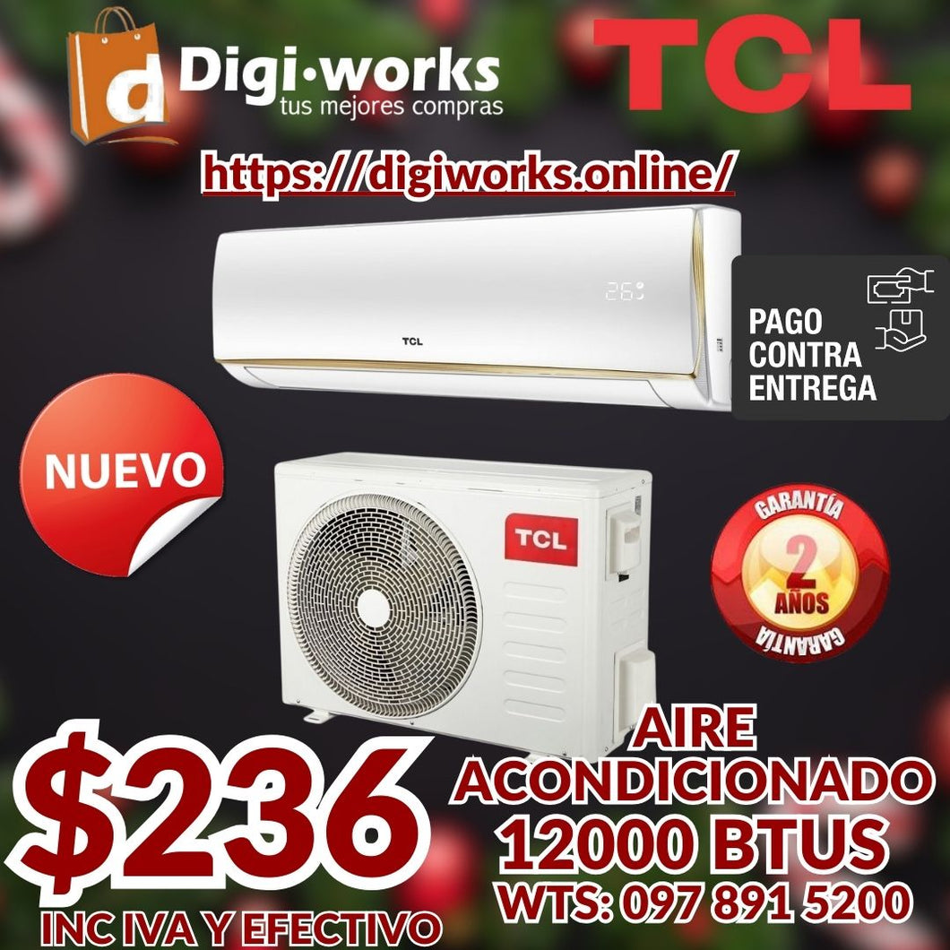 TCL AIRE ACONDCIONADO DE 12000 BTUS ECOLOGICO