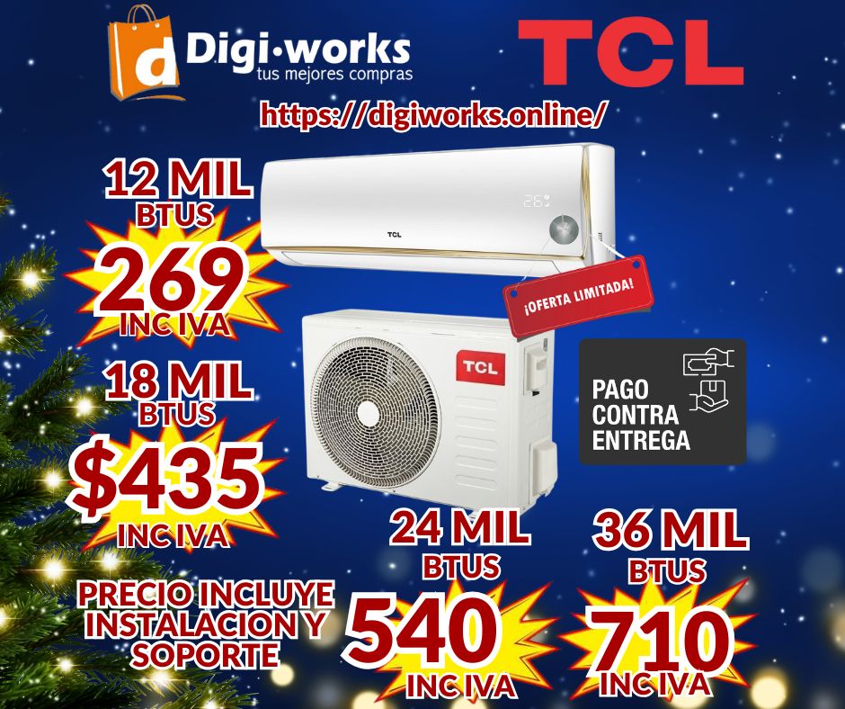 TCL AIRES ACONDICONADOS DE 12 A 36 MIL EXCELNTES PRECIOS QUE INCLUYEN SOPORTE E INSTALACION