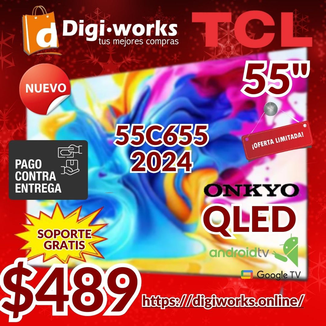 TCL SMART TV 4K 55C655 QLED CON BARRA ONKYO INCORPORADA 2024