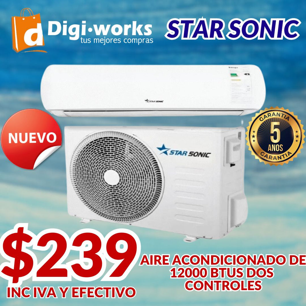 STARSONIC AIRE ACONDCIONADO MEJOR EN USA 12000 BTUS 2 CONTROLES 5 AÑOS DE GARANTIA