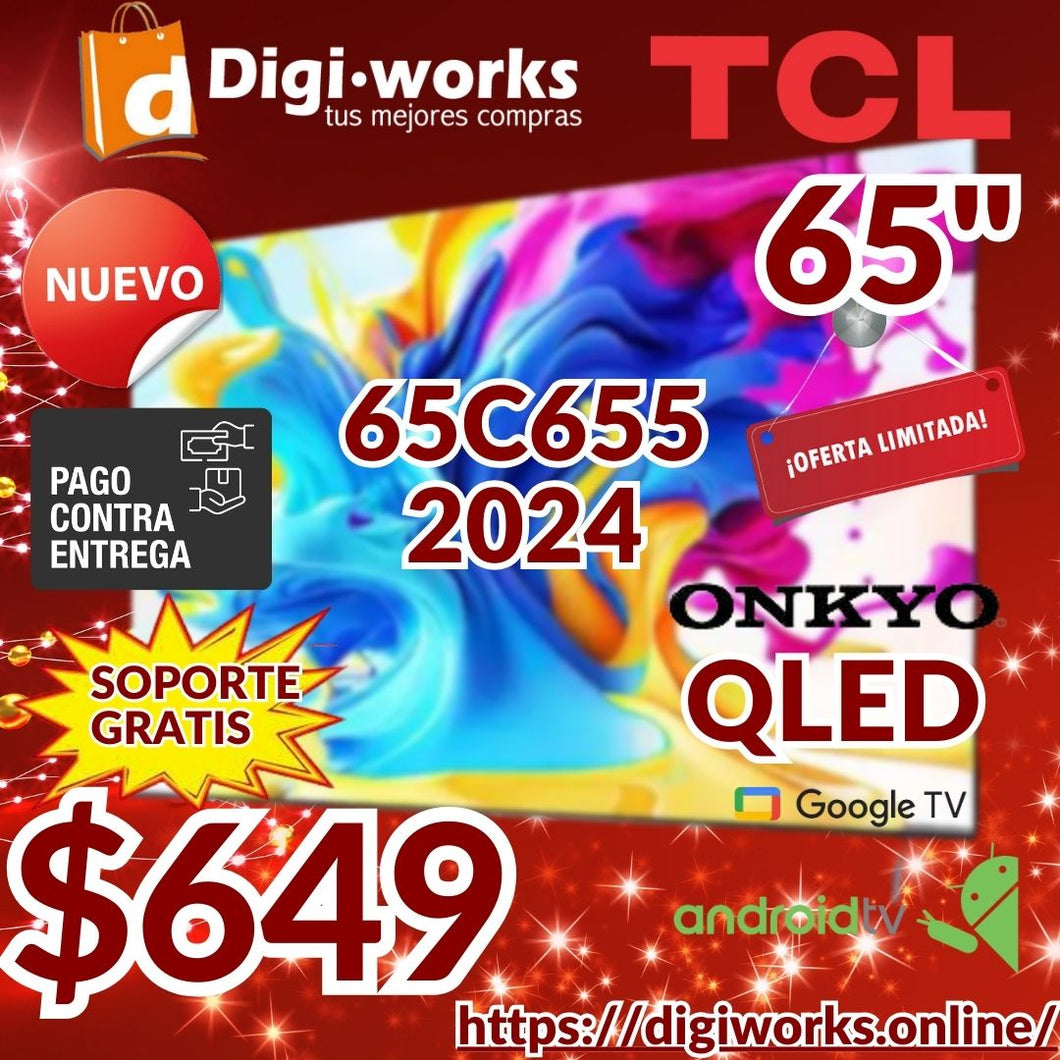 TCL SMART TV 4K 65C655 QLED CON BARRA ONKYO INCORPORADA 2024